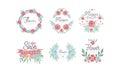 Flower Shop Logo Templates Set, Florist Boutique Wreath Badges, Emblems, Logotypes Vector Illustration Royalty Free Stock Photo