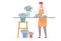 Flower shop owner. Isolated vector florist seller