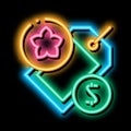 flower shop price label neon glow icon illustration