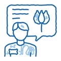 flower shop seller consultant doodle icon hand drawn illustration