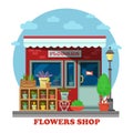 Flower shop or store side view