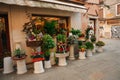 Flower shop on the street of the town of venice, ital y - nov, 2021 Royalty Free Stock Photo