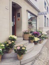 Flower shop on street of Wollerau, canton of Schwyz in Switzerland, Swiss architecture and real estate Royalty Free Stock Photo