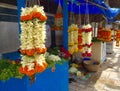 Flower shops outside a Hindu Temple in Mumbai India