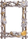 Flower silver and gold frame Royalty Free Stock Photo