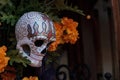 Flower and skeleton alter at Dia de los Muertos Royalty Free Stock Photo