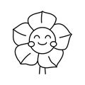 flower smile character line icon vector illustration