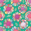 Flower smile tribal style seamless pattern Royalty Free Stock Photo