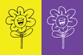 Flower smiling face with open mouth emoji, LOL emoji Royalty Free Stock Photo