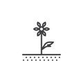 Flower in soil line icon