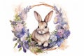 Flower spring animal nature watercolor background easter background rabbit card cute bunny Royalty Free Stock Photo