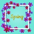 Flower spring frame with square rim and shadow