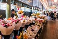 Flower stall at Pike Market in Seattle, Washington, USA Royalty Free Stock Photo