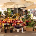 Flower stall in Plaza de Tirso Molina