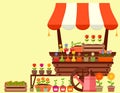 Flower stand with spring garden flowers Royalty Free Stock Photo