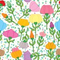 Flower Stem Set Flowery Seamless Pattern