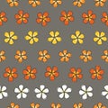 Flower stripes colorful blossoms on a gray background seamless vector repeat pattern Royalty Free Stock Photo