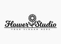 Flower studio logo. Vector emblem