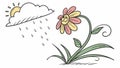 Flower in a Sun Shower Simple and Cute Weather Vector Illustration, vector design Generative AI Royalty Free Stock Photo