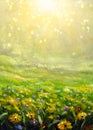 Flower sunny spring summer painting wildflowers field