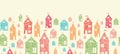 Flower town houses horizontal seamless pattern