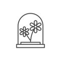 Flower under glass dome line icon. linear style sign for mobile concept and web design. Flowers in a flask outline vector icon. Royalty Free Stock Photo