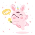 Flower unicorn horn love season Kawaii animal: Series Girly doodles sweet pet zoo