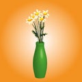 Daisies illustration Flower vase with daisies isolated line artwork Royalty Free Stock Photo