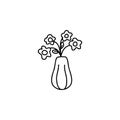 flower vase doodle sketch style icon. isolated on white background simple ink hand drawn Vector illustration