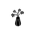 flower vase silhouette doodle sketch style icon. isolated on white background simple ink hand drawn Vector illustration Royalty Free Stock Photo