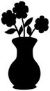Flower in vase silhouette Royalty Free Stock Photo
