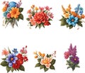 Flower Vector, Flower Bunch, Bundle, Botanical, Panicle Illustration 6 Pictures per Set