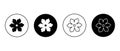 Flower vector icons set. Flower button editable stroke, flat symbol in circle