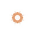 Flower vector linear logo. Orange line art sun icon. Outline garden abstract symbol.