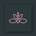 Flower vector logo with feminine line art style Royalty Free Stock Photo