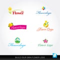 Flower vector logotypes vector set. Flowers logo templates. Floral logos