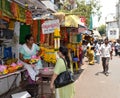 Flower vendor shop outside Mahalakshmi temple