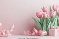 tulip flower and gift box Royalty Free Stock Photo