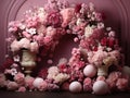 flower wall, wedding arch background for photo shoot, holiday background Royalty Free Stock Photo