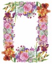 Flower watercolor wreath for beautiful design