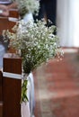 Flower wedding decorations in a church