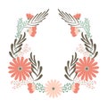 Flower wedding wreath, ornament concept for decorative greeting card or birhday