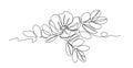 Flower of wild rose with leaves, element of thorny bush for postcards, ornament, pattern, logo or emblem