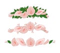 Flower wreath of calla lilies and leaves. Vector tiara. Wedding decor. Objects are isolated