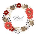 Flower wreath drawing - red circle frame with flowers Royalty Free Stock Photo