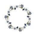 Flower wreath spring decorative border for photo or for text. Decorative element for Easter postcard, wedding invitation