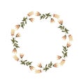 Flower wreath, spring decorative border for photo or for text. Women\'s day, mother\'s day festive natural frame