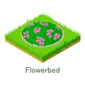 Flowerbed icon, isometric style.