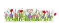 Flowerbed. Set of wild forest and garden flowers. Spring concept. Flat vector flower illustration isolate on a white Royalty Free Stock Photo