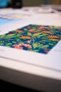 Flowered fabric on display Royalty Free Stock Photo